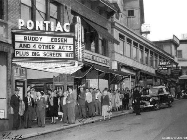 A line outside the Pontiac Theater in Saranac Lake