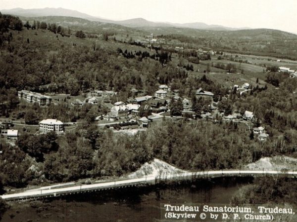 An aerial view of the Trudeau Sanatorium in Saranac Lake