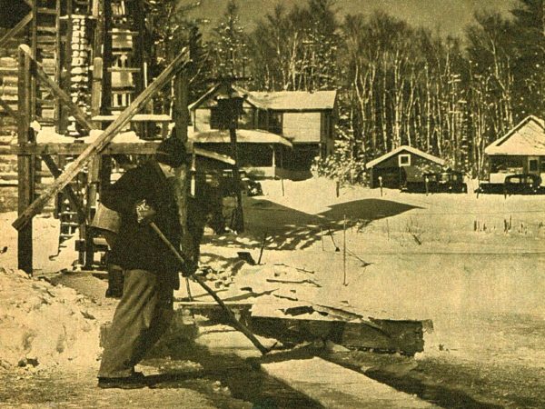 Ice Harvesting on Moody Pond in Saranac Lake