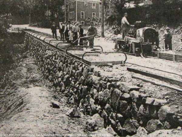 Constructing a sidewalk on Dorsey Street in Saranac Lake