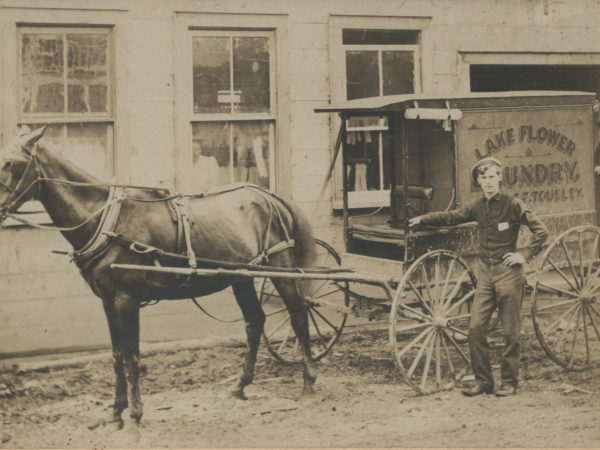 The Lake Flower Laundry wagon in Saranac Lake