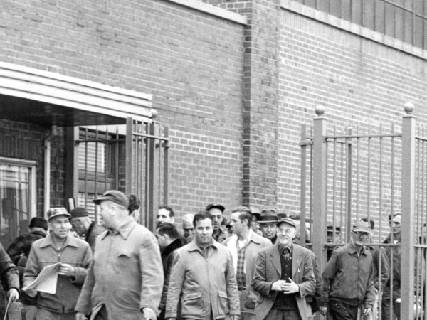 Employees leaving the New York Air Brake Company factory in Watertown