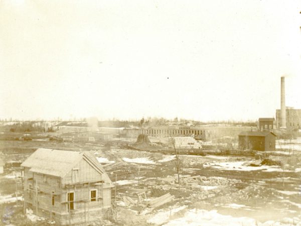 Aerial view of the St. Regis Paper Company mill in Deferiet