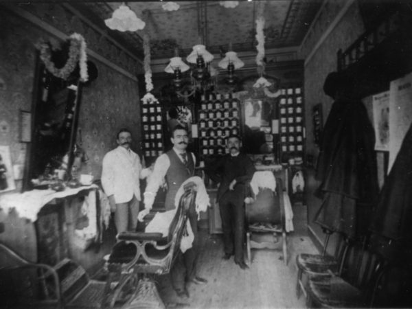 Interior of a barbershop in Watertown