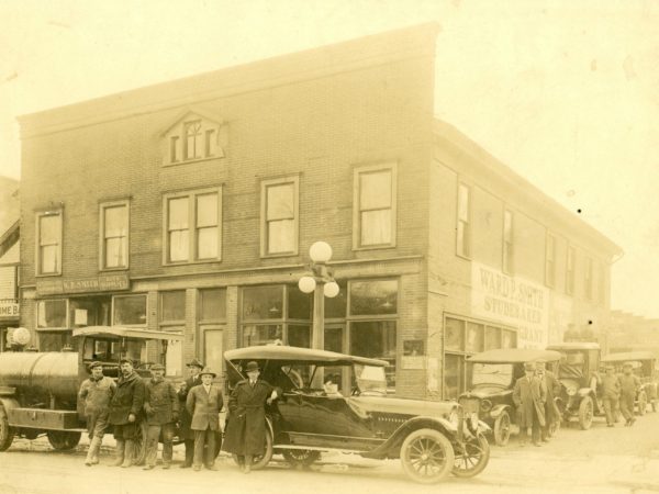 Outside the Ward P. Smith Auto Supply and Studebaker Dealer in Watertown