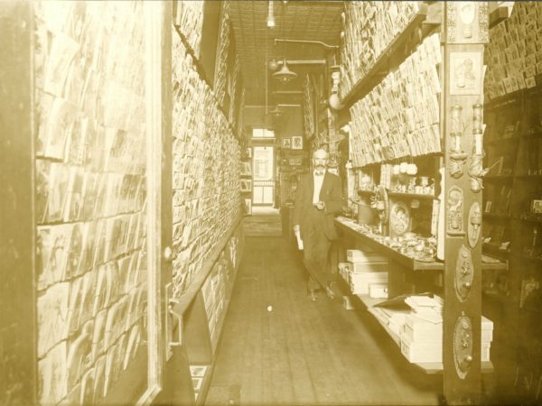 Inside a stationery and notions store in Watertown