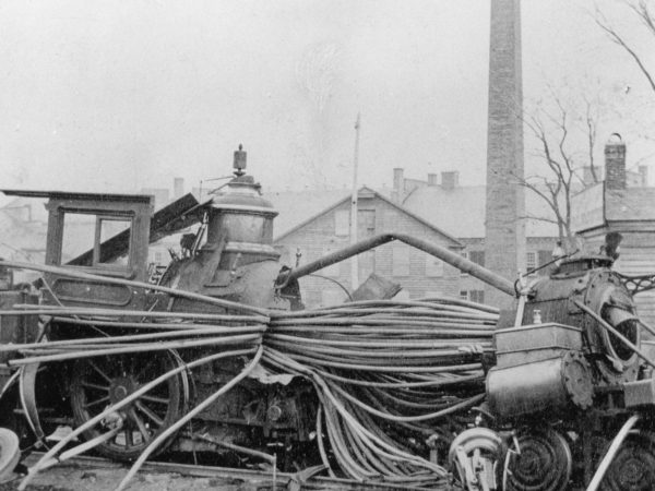 A locomotive explosion in Watertown