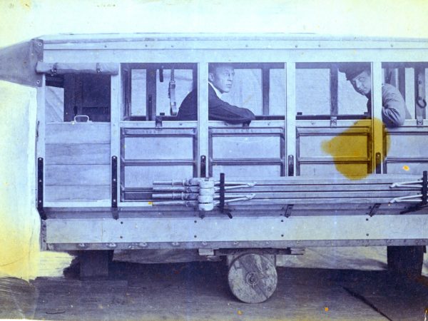 Men in a World War I ambulance in Watertown