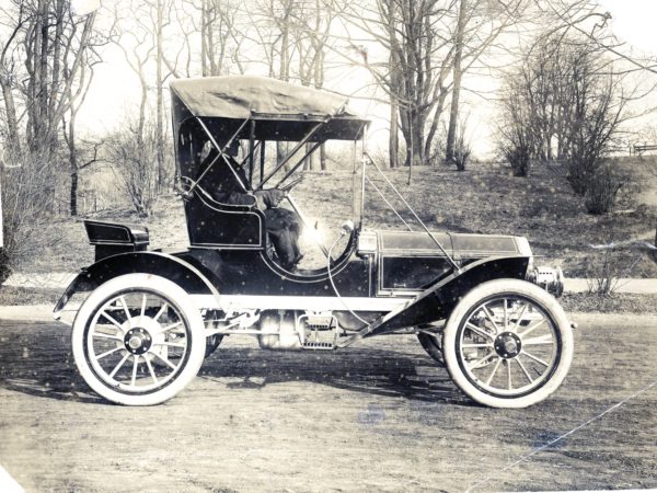 Driving a Babcock Carriage Company automobile in Watertown