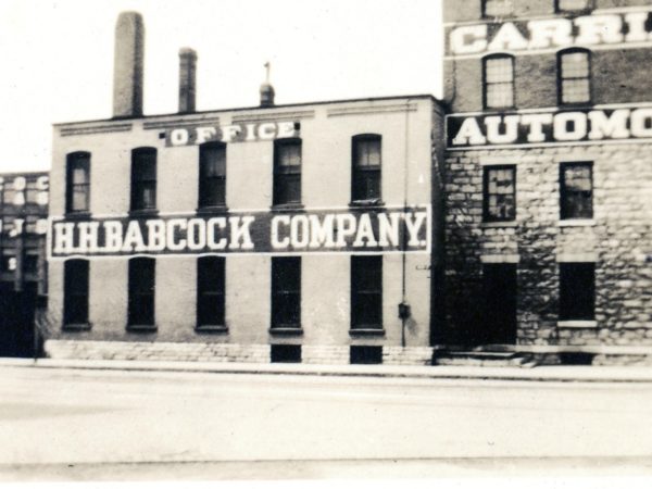 The front of the H.H. Babcock Carriage Company in Watertown