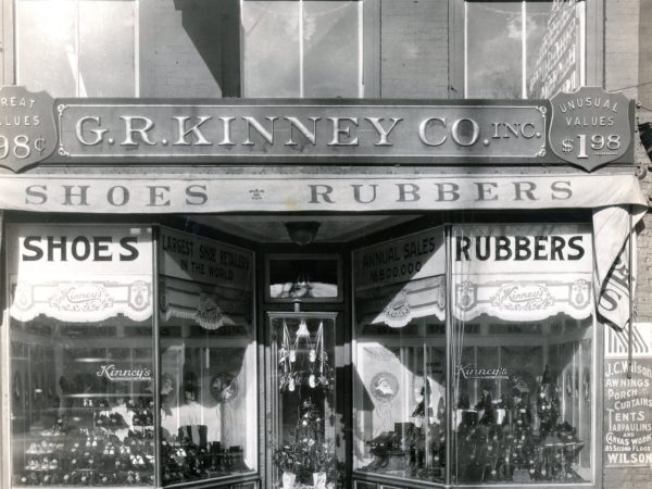 Storefront of G.R. Kinney Company Shoes in Watertown