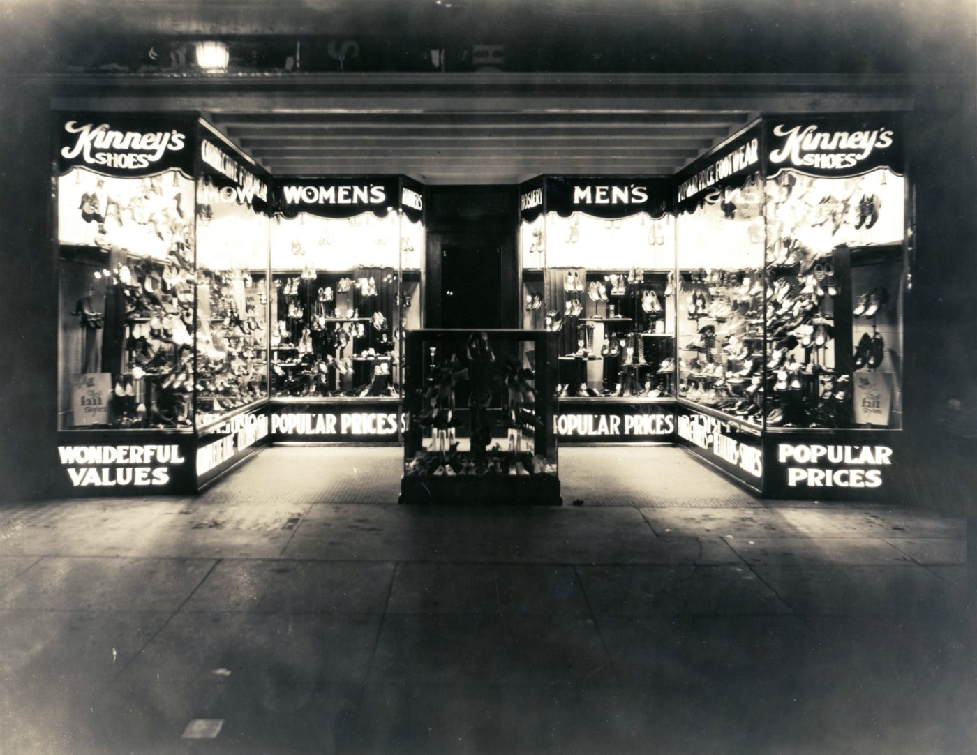 G.R. Kinney Company Shoes at nighttime in Waterotwn