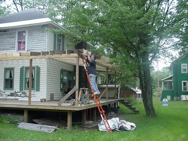 Rebuilding a porch in Wanakena