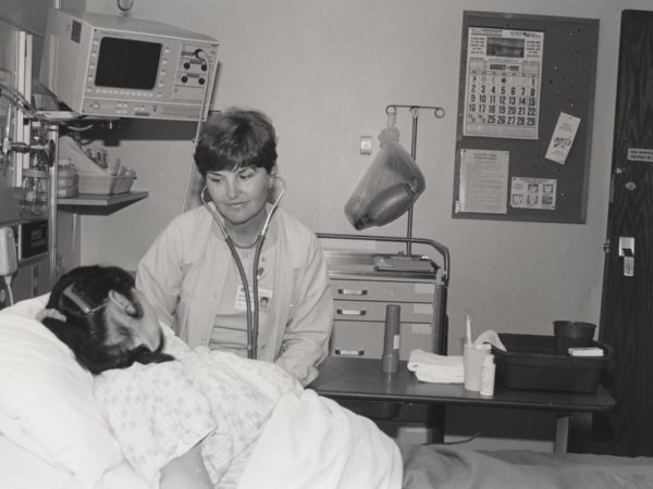 A healthcare provider with a patient at Saranac Lake General Hospital