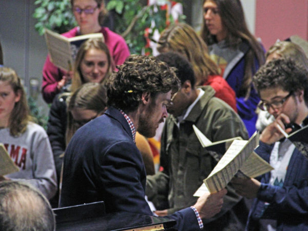 Choir Director Drew Benware at Saranac Lake High School in Saranac Lake