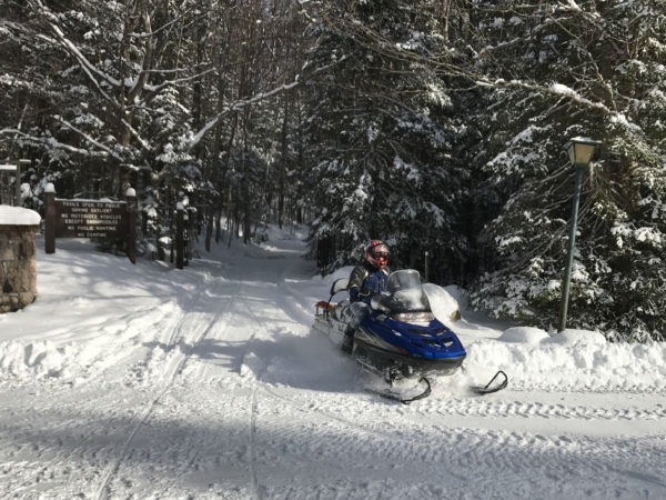 Grooming the trails on Catamount Lodge and Forest in Colton