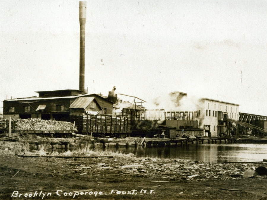 Aerial view of the St. Regis Paper Company mill in Deferiet