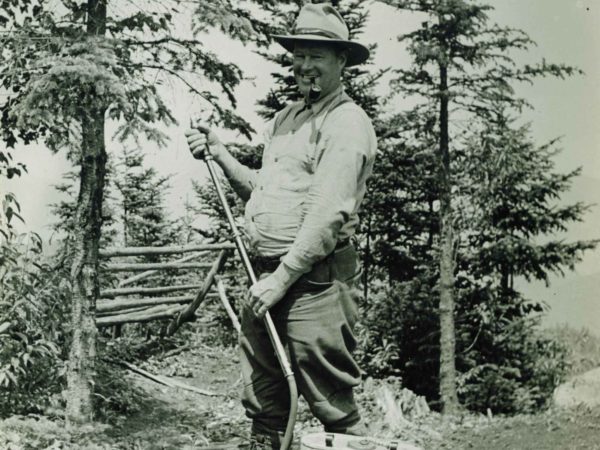 Fire warden with a hand pump in North Hudson