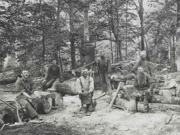 Steam powered wood splitter in Lowville