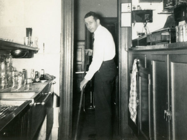 A bartender cleaning up at the Elks Lodge in Plattsburgh