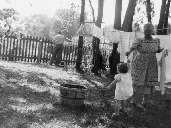 Hanging up laundry in Plattsburgh