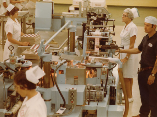 Workers on the packaging line at Wyeth-Ayerst Laboratories in Rouses Point