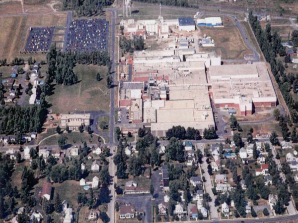 Aerial view of Wyeth-Ayerst Laboratories in Rouses Point