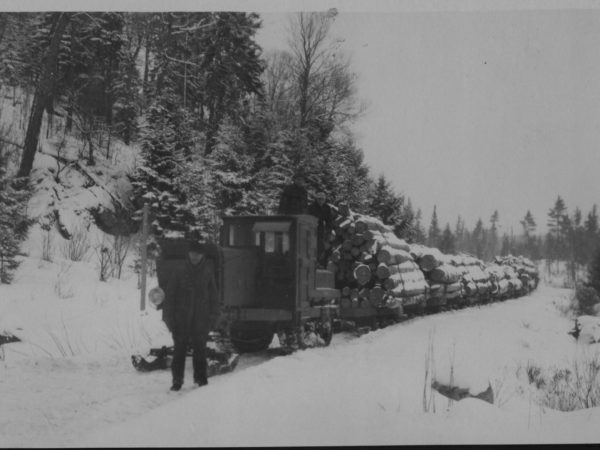 Winter logging with a Linn tractor in Tupper Lake