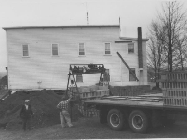 Construction outside Salamy’s grocery store in Tupper Lake