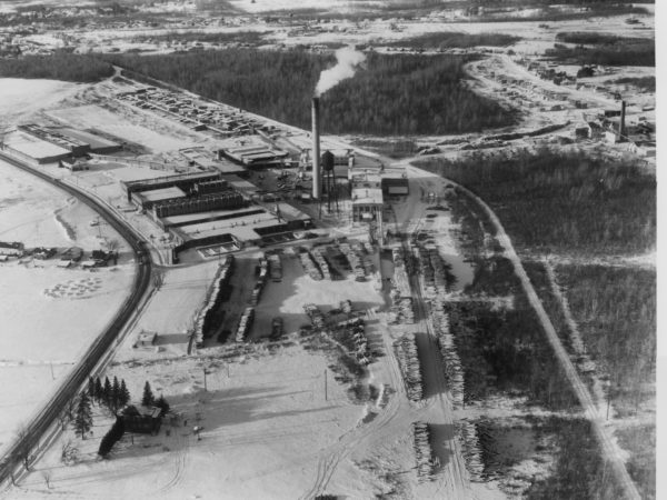 Aerial view of the Oval Wood Dish Company in Tupper Lake