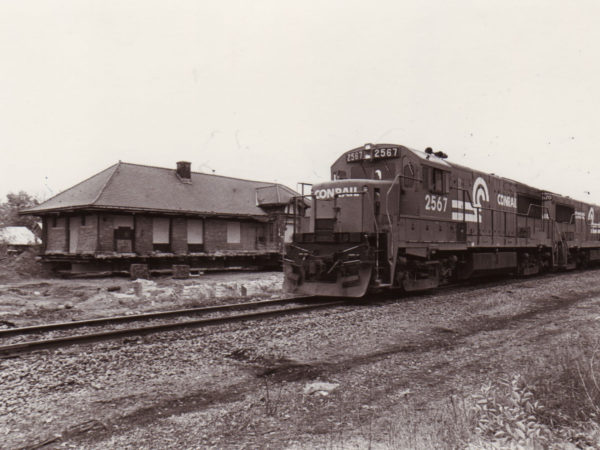 Train outside of the Potsdam Depot in Potsdam, NY