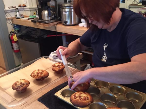 Preparing muffins at the Deer's Head Inn in Elizabethtown