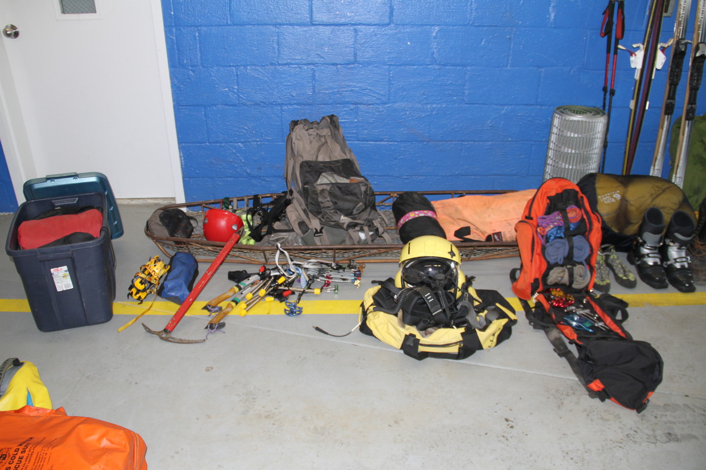 Mountain rescue equipment used by a search and rescue team