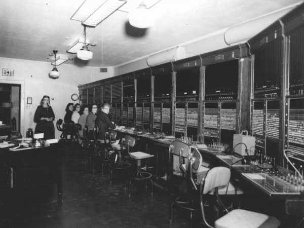 The switchboard in the telephone office in Alexandria Bay