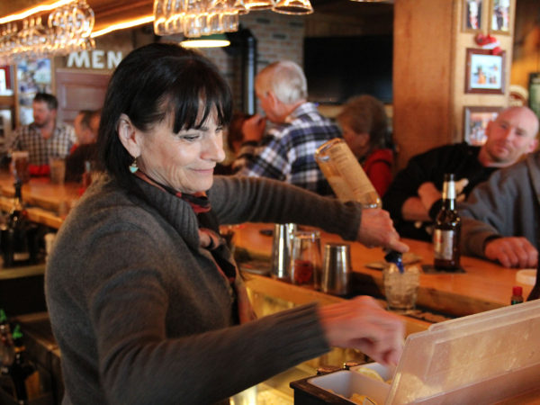 Bartender Colleen Smith in the Adirondack Hotel tap room in Long Lake