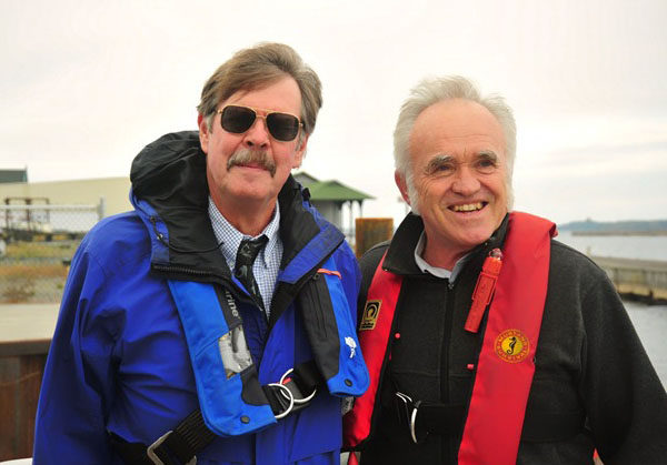 Seaway pilots Roger Paulus and Don Metzger on the St. Lawrence River