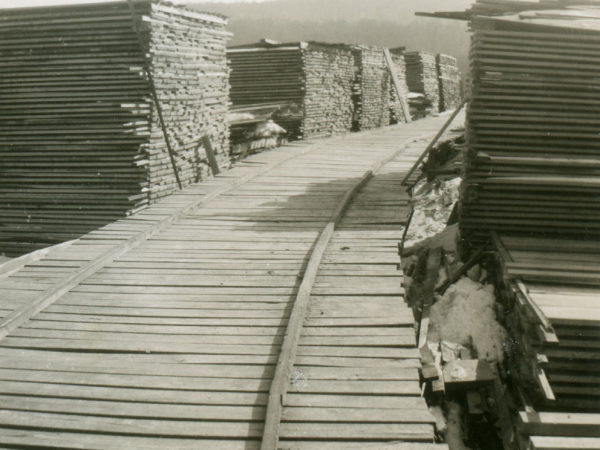 Lumber storage yard of the Triangle Lumber Company in Onchiota