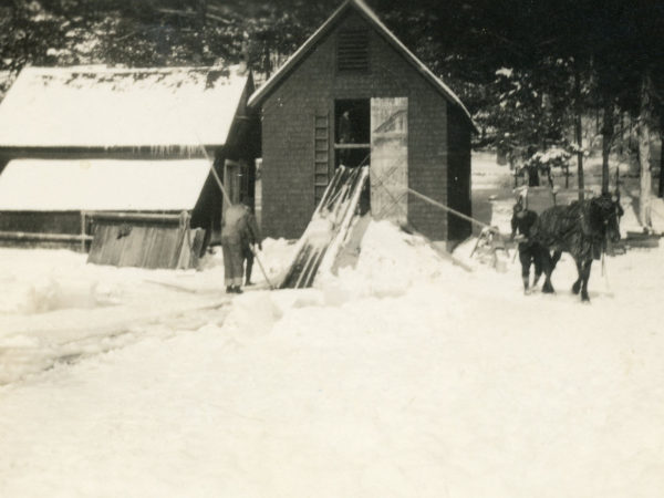 Stocking the ice house at the Buster Crab camp in Onchiota