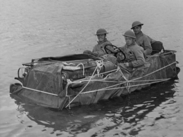 Driving in the water at Pine Camp