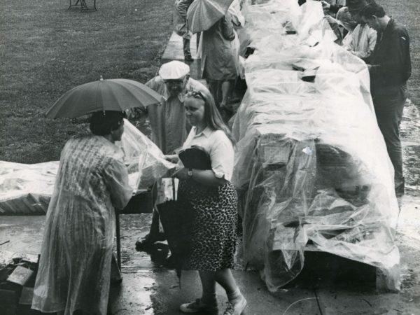 Friends of Crandall Library book sale in the rain in Glens Falls