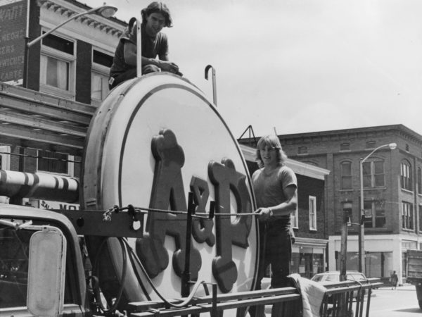 Circular A & P store sign in Glens Falls