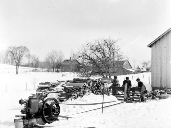 Cutting Firewood in Aubrey Corners in Quebec