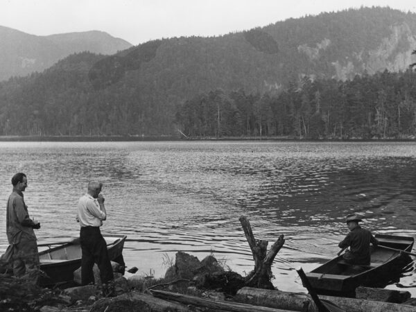 Forest rangers at lake