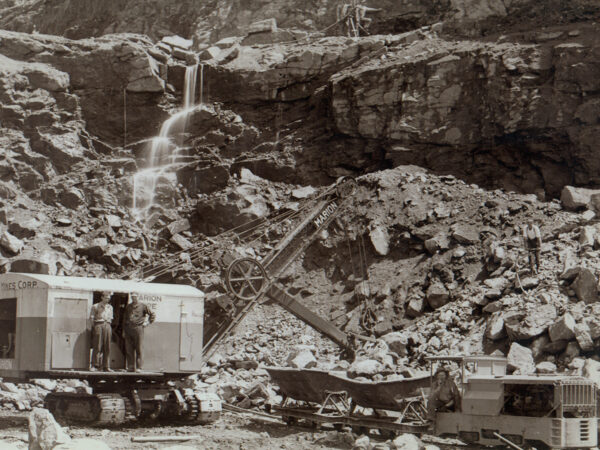 Steam shovel in mine pit